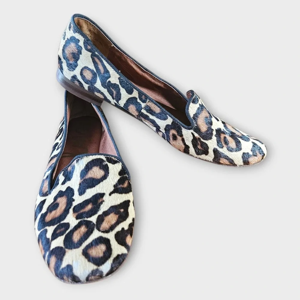 Sam Edelman Alvin Leopard Print Calf Hair Loafers Flats Womens‎ 7M Tan Black